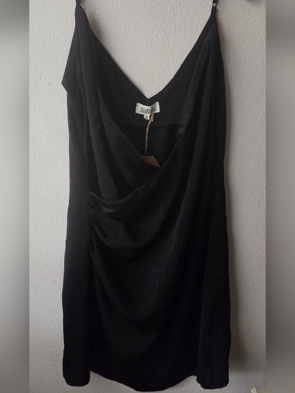 Listicle Black Strapless Cowl Slip Dress